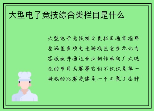 大型电子竞技综合类栏目是什么